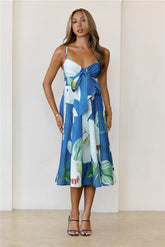 Dahlia Bow Midi Dress Blue